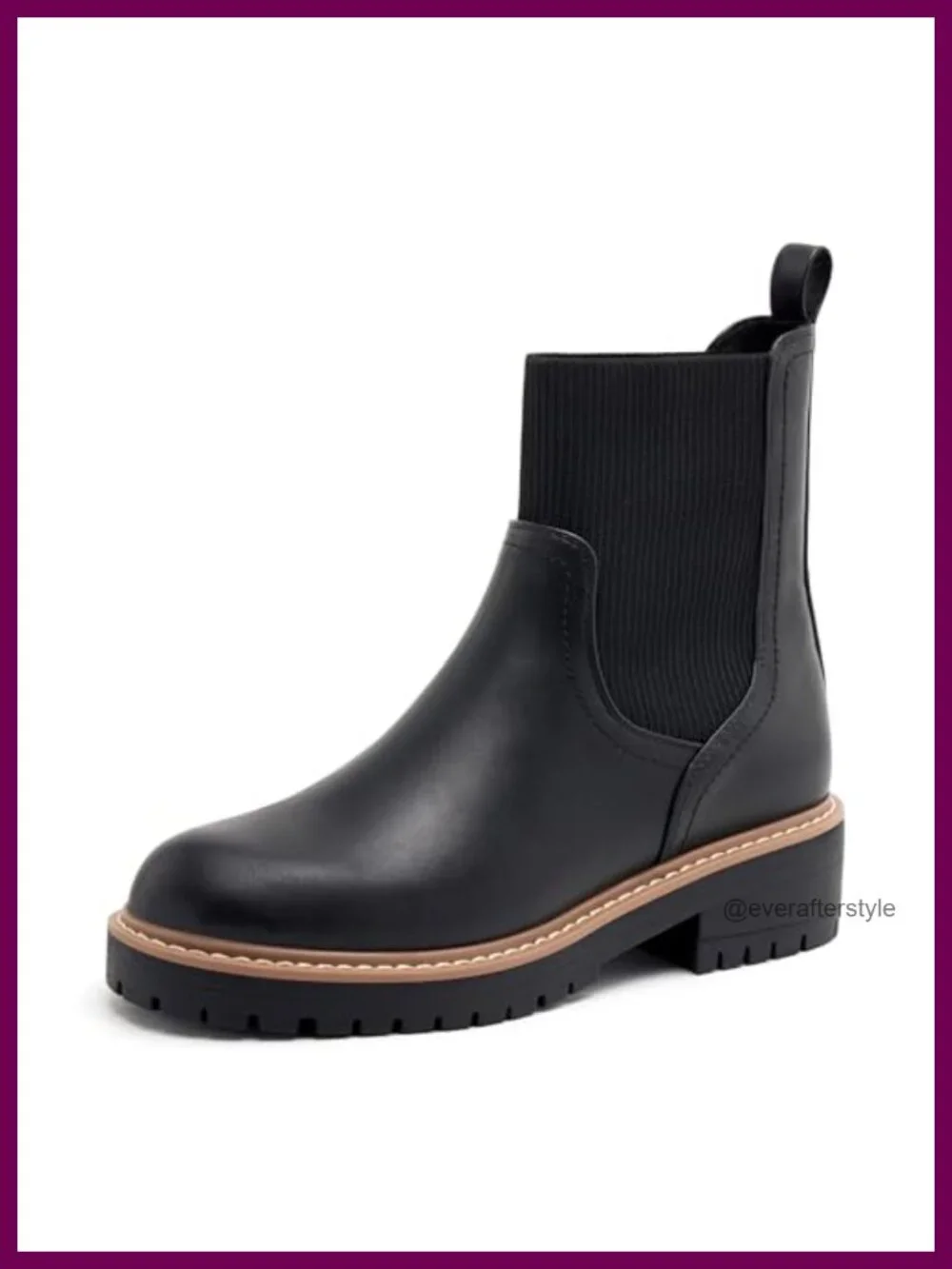 Chunky Low Heel Platform Slip On Lug Sole Ankle Booties